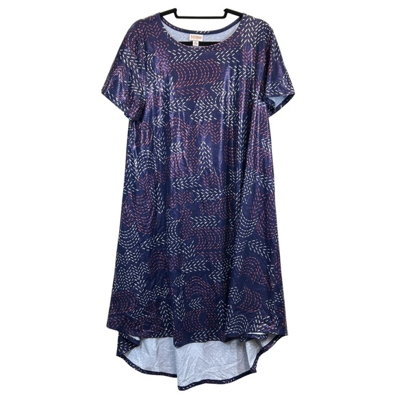 LuLaRoe Irma Tunic Black Gold and Carly Swing Dress Purple Womens XL Metallic - Picture 9 of 16